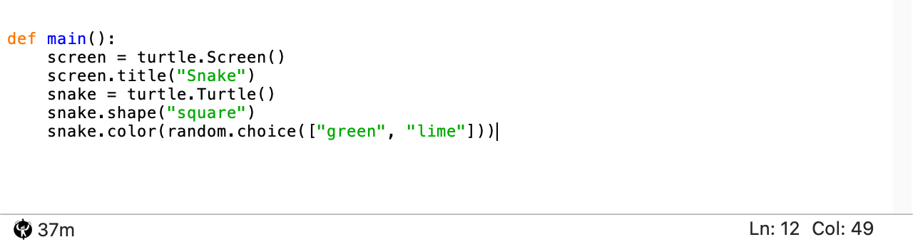 IDLE status bar showing the Hackatime logo and 37m of coding time today